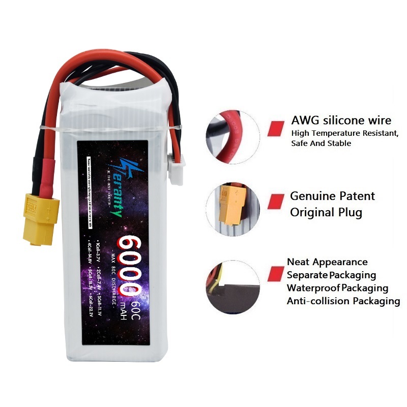 6000mAh Lipo 14.8V Battery 4S  - 4S Lipo Battery 14.8V 6000Mah recension och pris