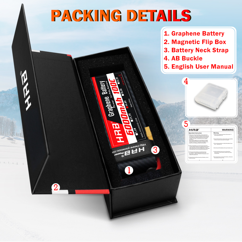 HRB Graphene Battery 2S 3S 4S  - 6S Lipo Battery 22.2V 5000Mah recension och pris
