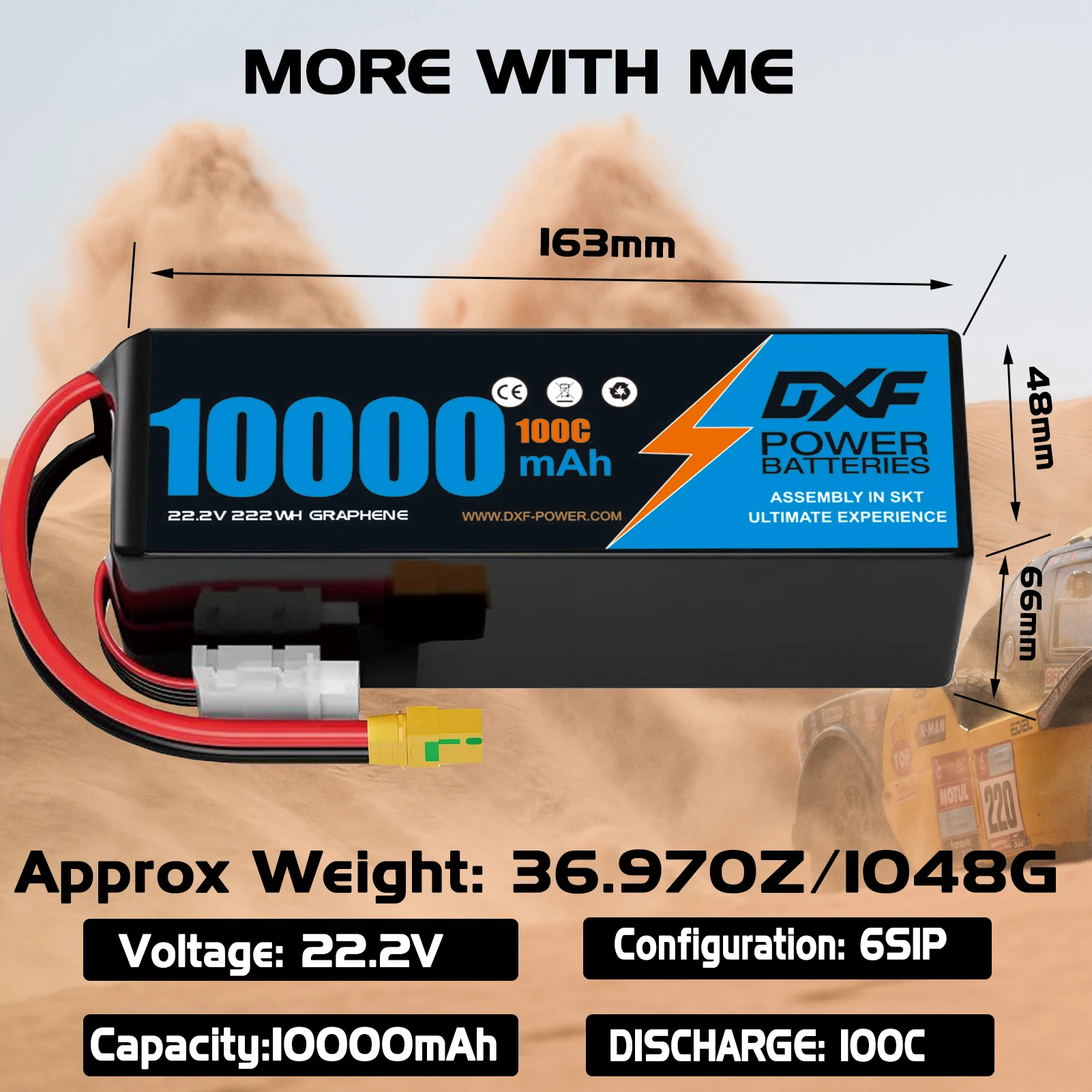 DXF Lipo Battery 6S 22.2V 100C - 6S Lipo Battery 22.2V 5000Mah recension och pris
